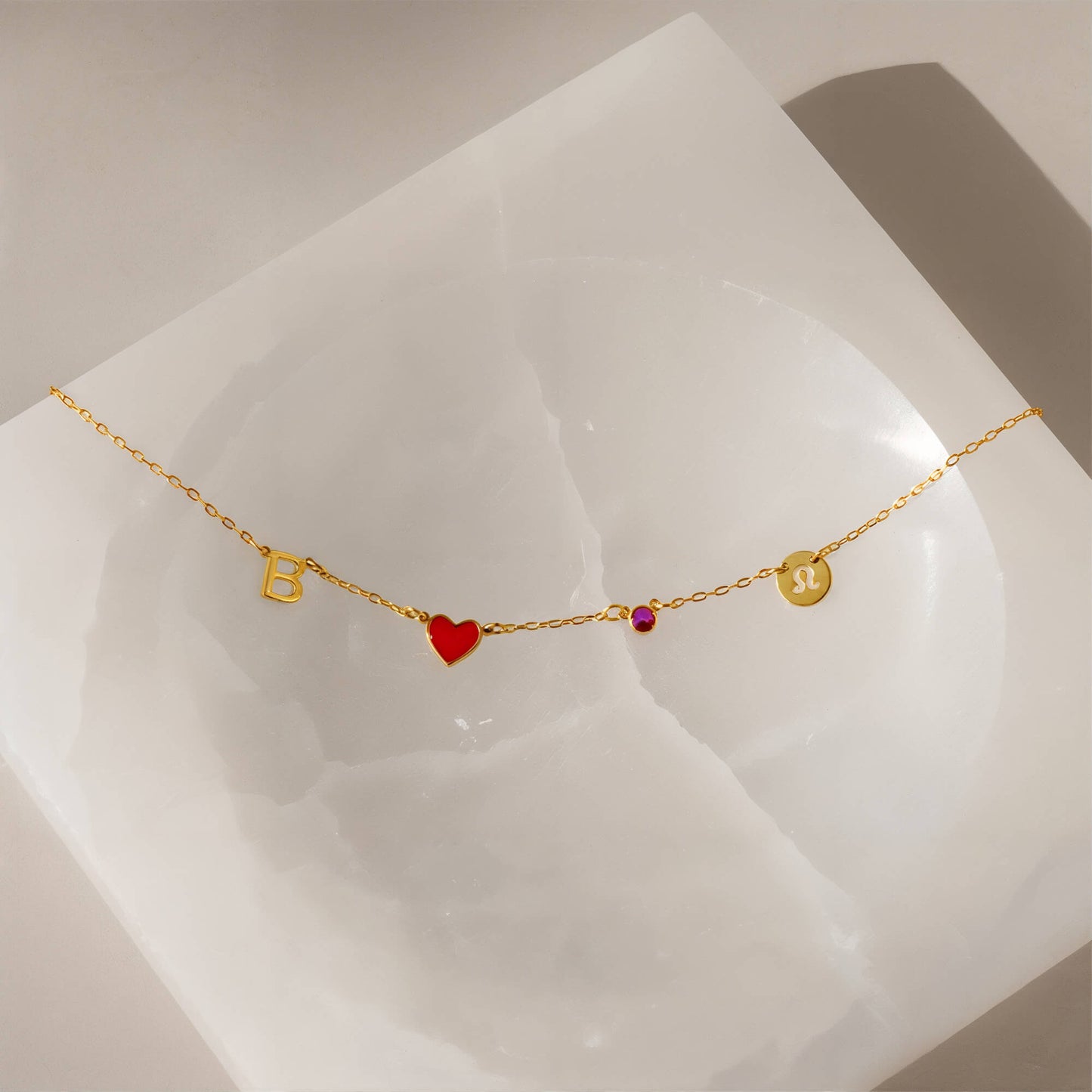 Initiaal Hartketting met Geboortesteen & Sterrenbeeld