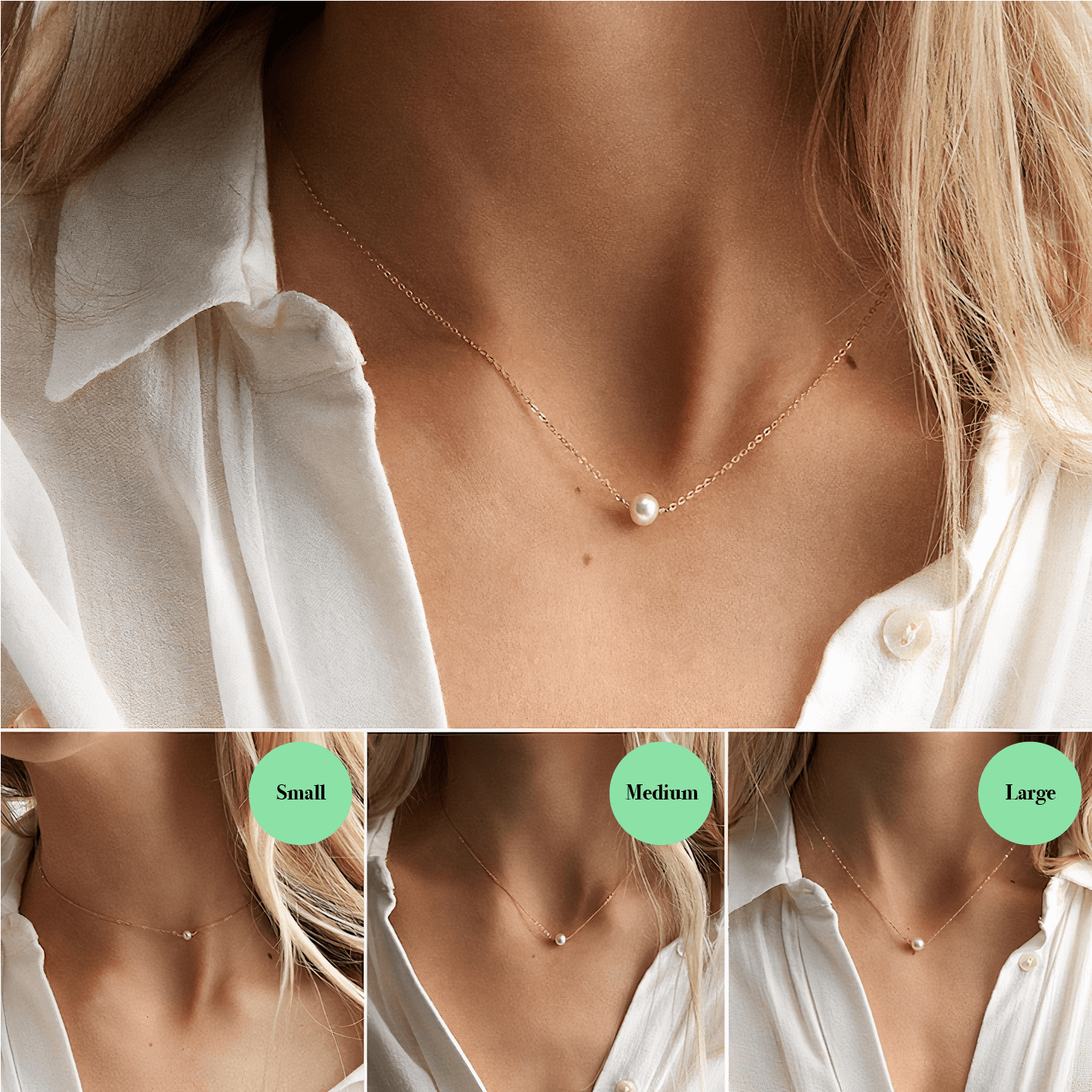 Fijne enkele parel ketting