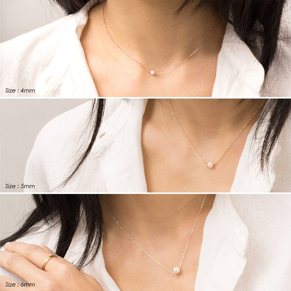 Fijne enkele parel ketting
