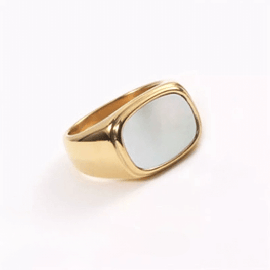 Chunky Parelmoer Zegel Ring