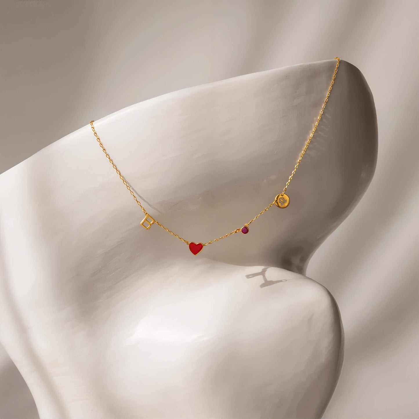 Initiaal Hartketting met Geboortesteen & Sterrenbeeld