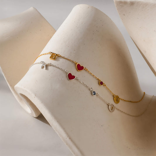 Initiaal Hartketting met Geboortesteen & Sterrenbeeld