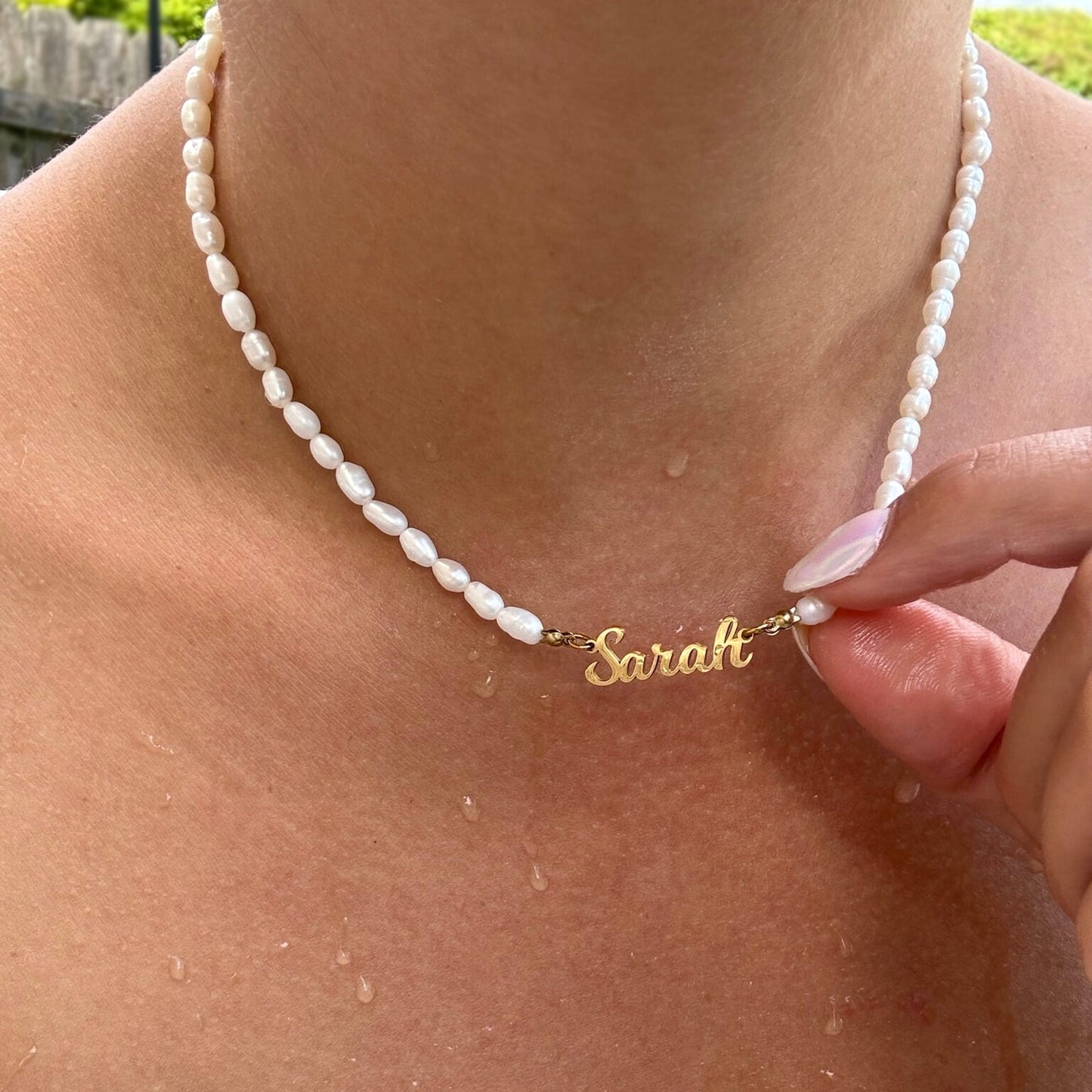 Zoetwaterparel Naamketting