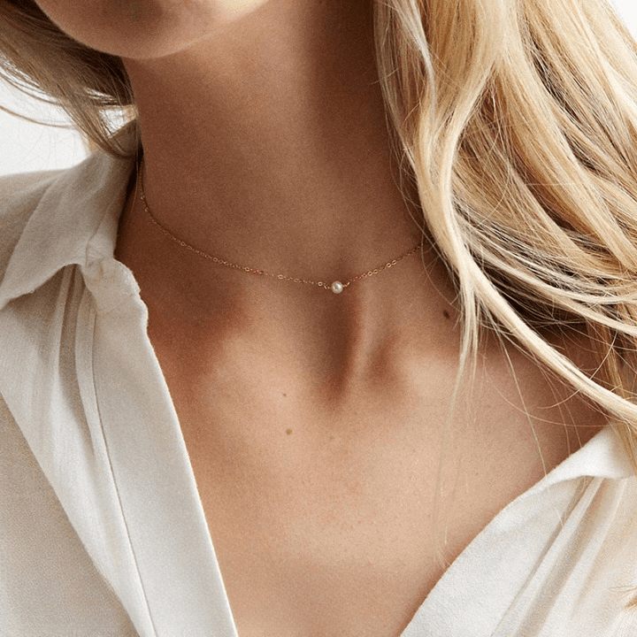 Fijne enkele parel ketting